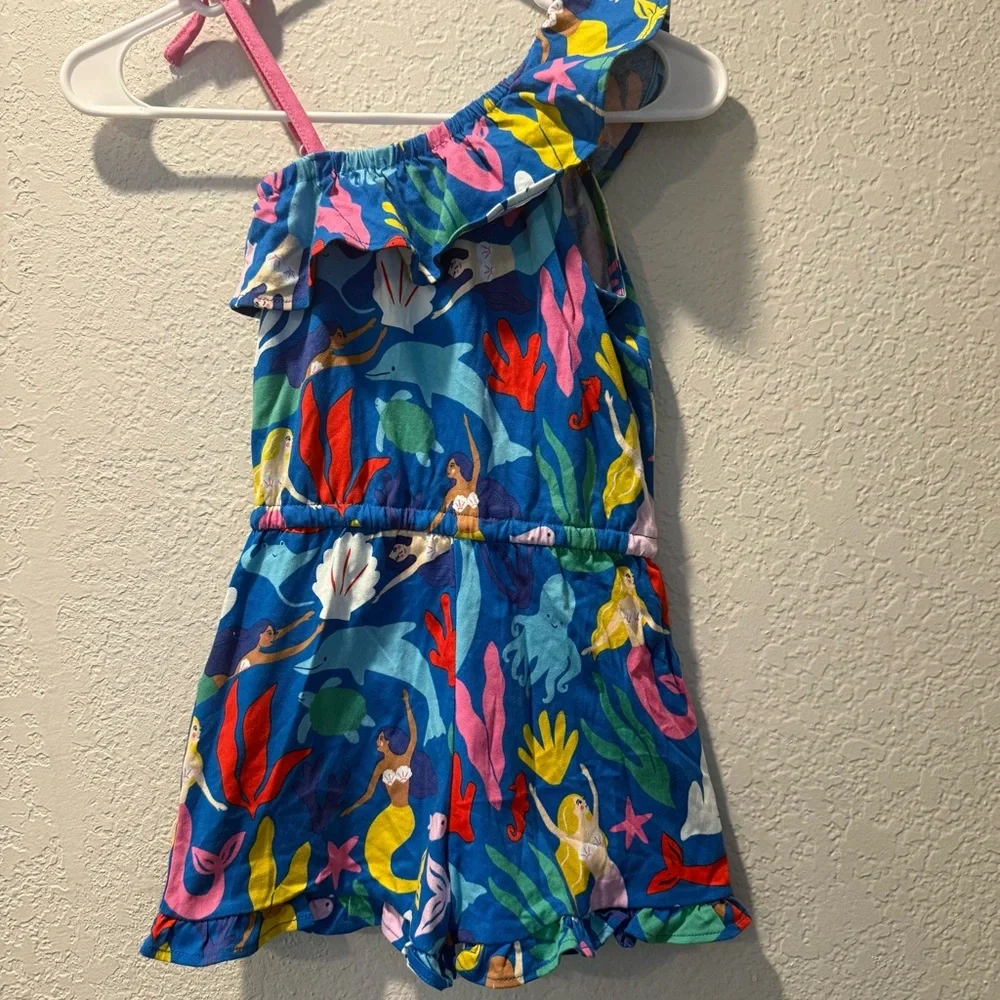 NWT Mini Boden Girls Blue‎ Mermaid One Sleeve Romper Size 5-6 - Picture 5 of 5